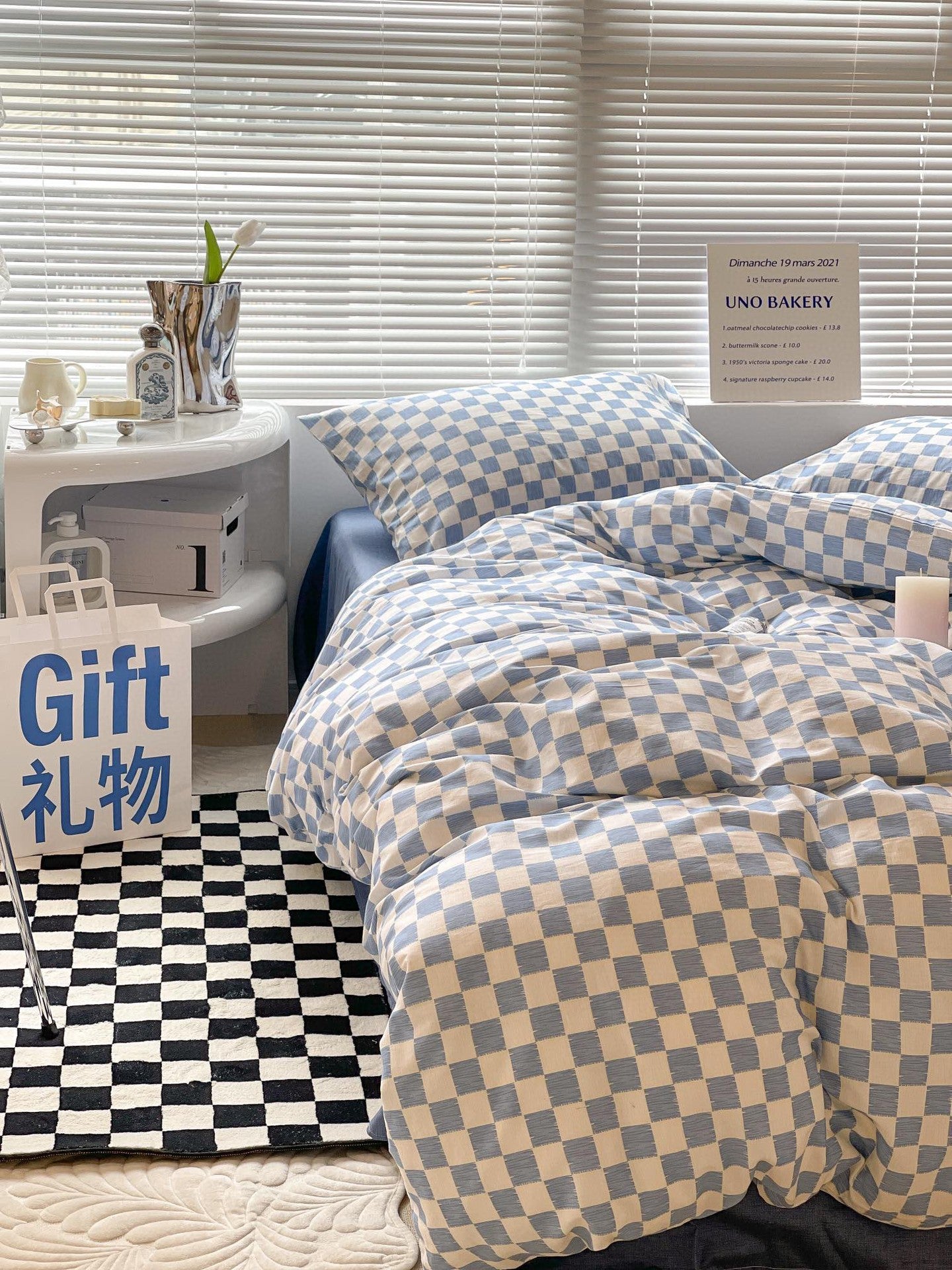 Danish Aesthetic Check Pattern Bedding Set