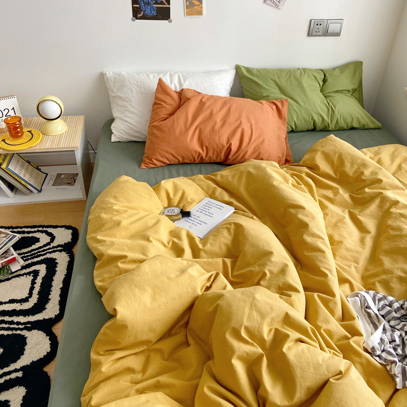 Earthy Orange Green Yellow Color Mix Bedding Set