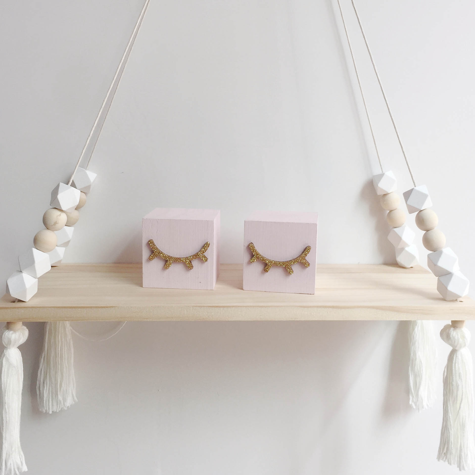 kids hanging wall shelf with tassel