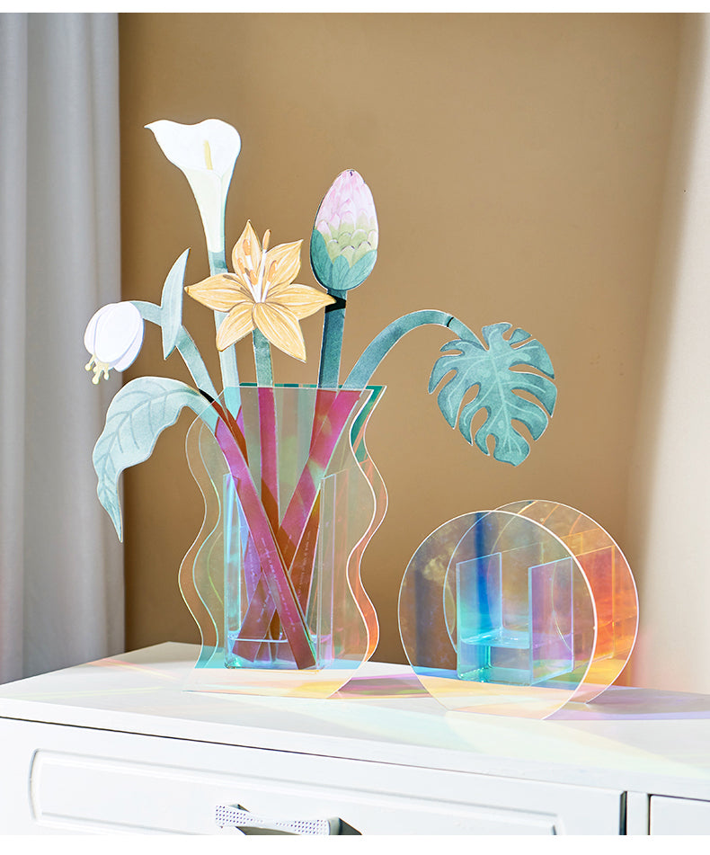 aurora acrylic rainbow color flower vase table decor