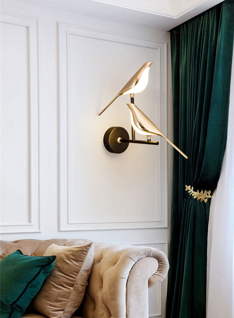 Nordic Gold Bird Wall Light Bedside Lamp