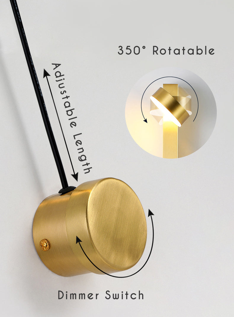 Gold Color Nordic Minimalist Elegant Rotatable Wall Lamp Dimmer