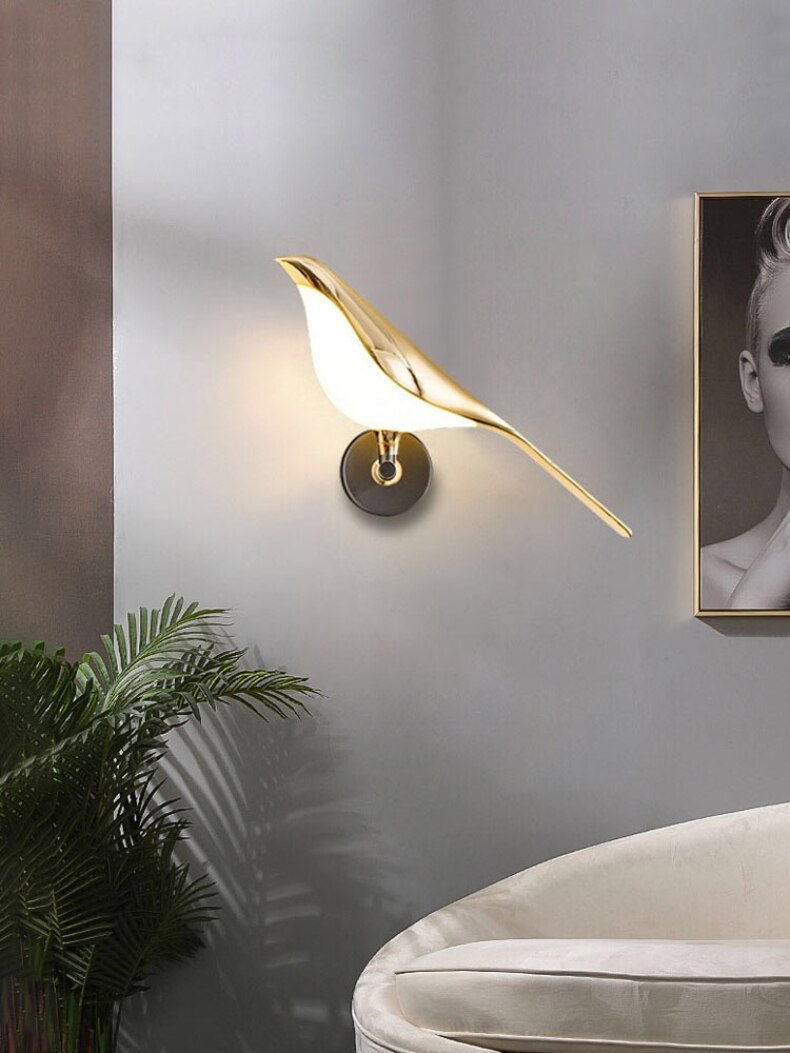 Nordic Gold Bird Wall Light Bedside Lamp