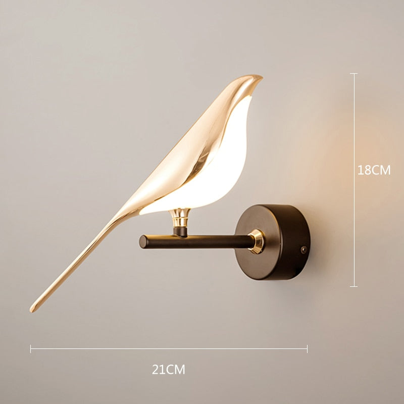 Nordic Gold Bird Wall Light Bedside Lamp