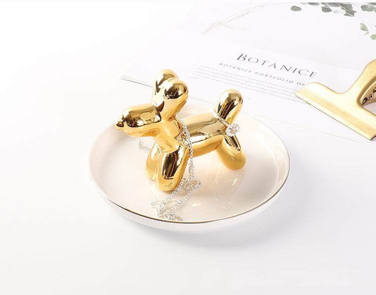 Gold Animal figurine jewelry dish