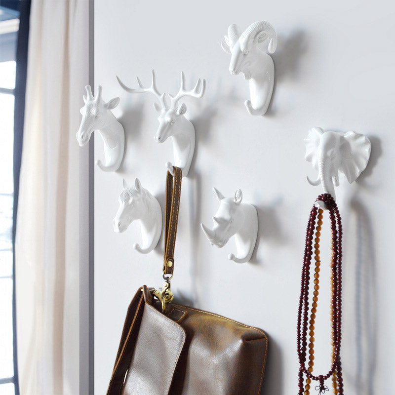 animal head wall hook gold black white