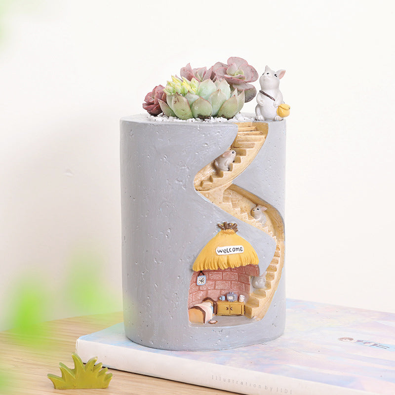 tiny animal home plant pot