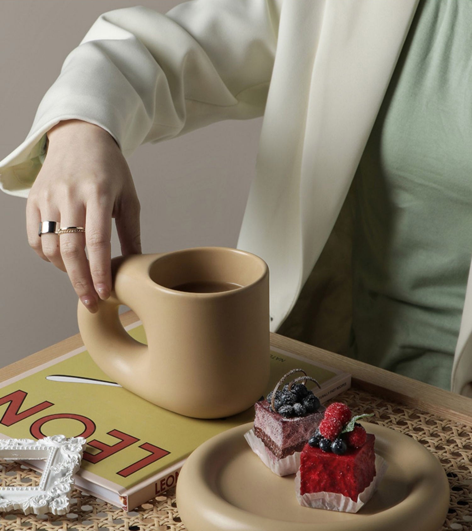 Artsy Ceramic Coffee Mug For Aesthetic Table Drinkware