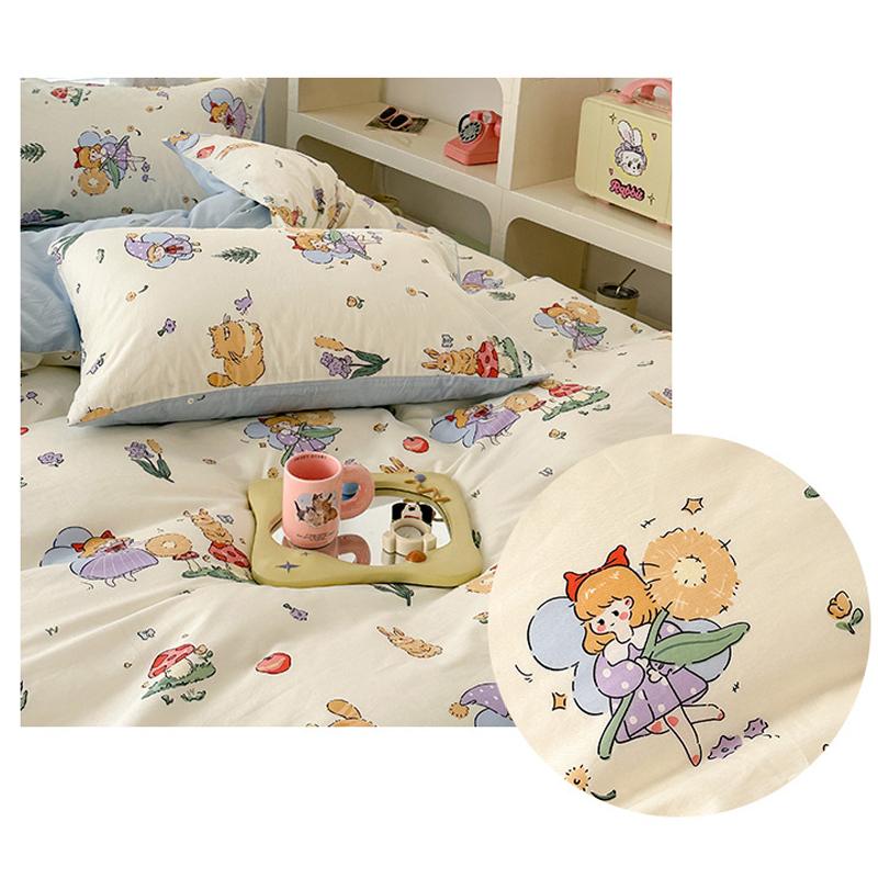 Fairytale Farm Girl Rabbit Print Bedding Set for Kids Room Nursery Toddler Comforter Set