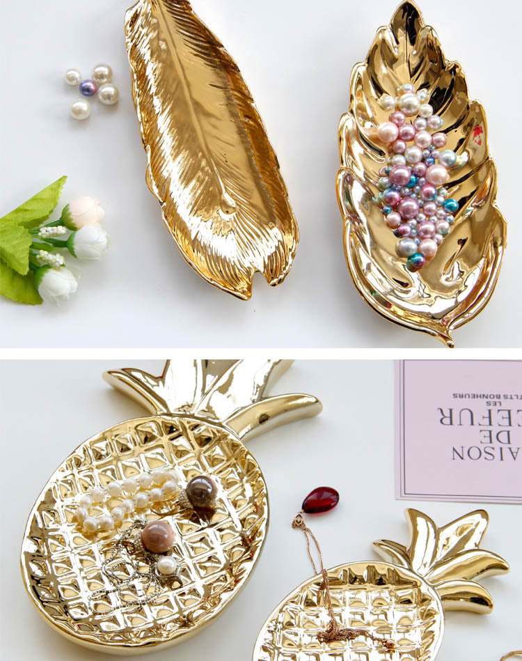 gold fruit jewelry tray