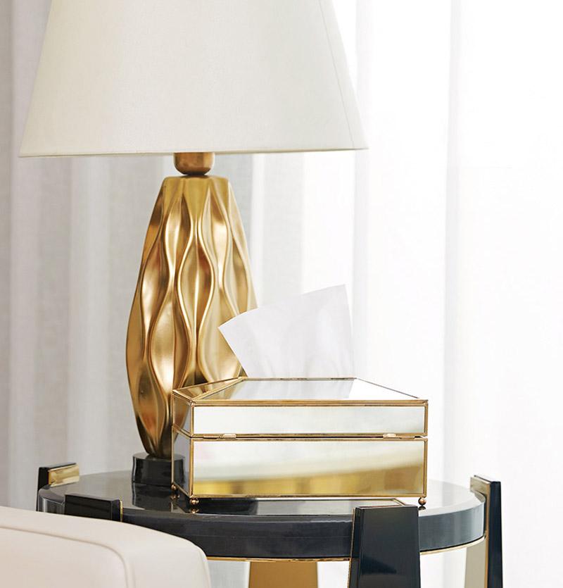 Elegant tissue box with gold edges home decor