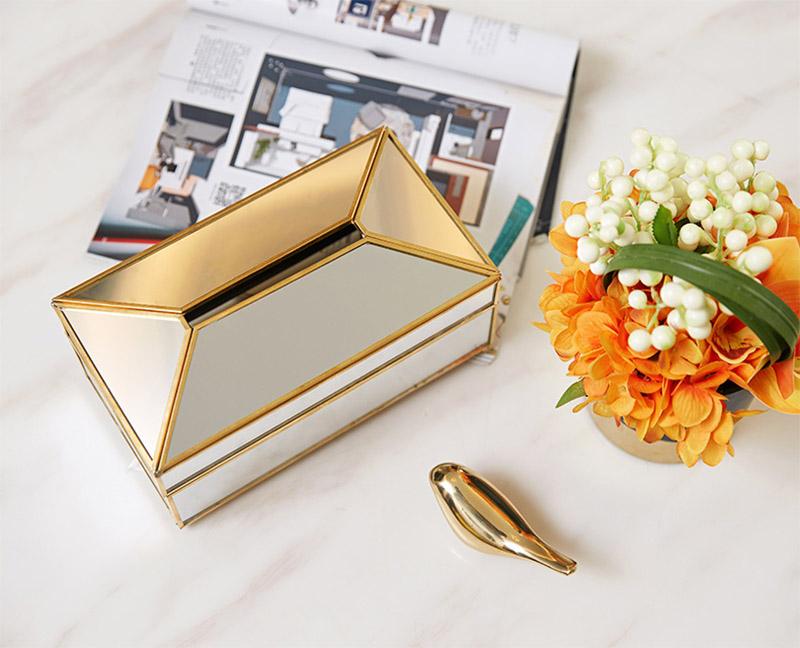 Elegant tissue box with gold edges home decor