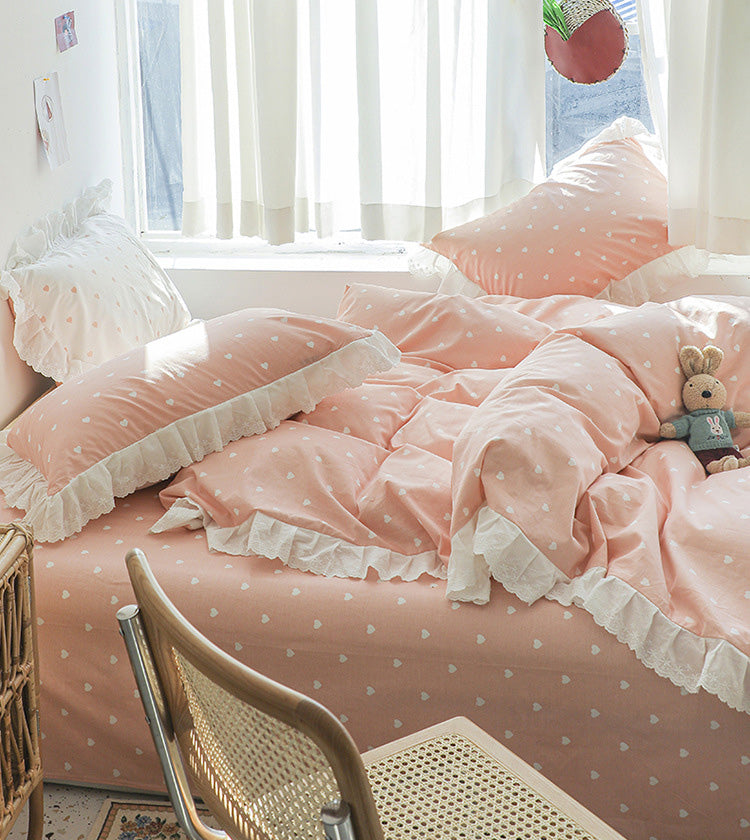 pink princess heart dreamy bedsheet for girl
