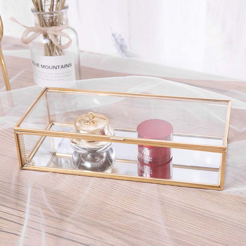 glass jewelry box gold edge