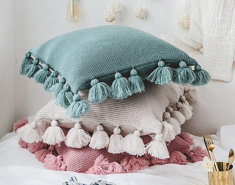 Boho pompom tassel pillow cushions decor