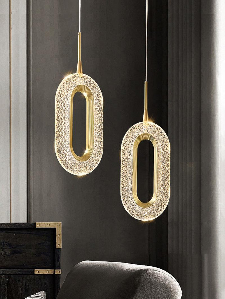 Luxury diamond ring gold pendant light for living room bedroom chandelier lighting modern design