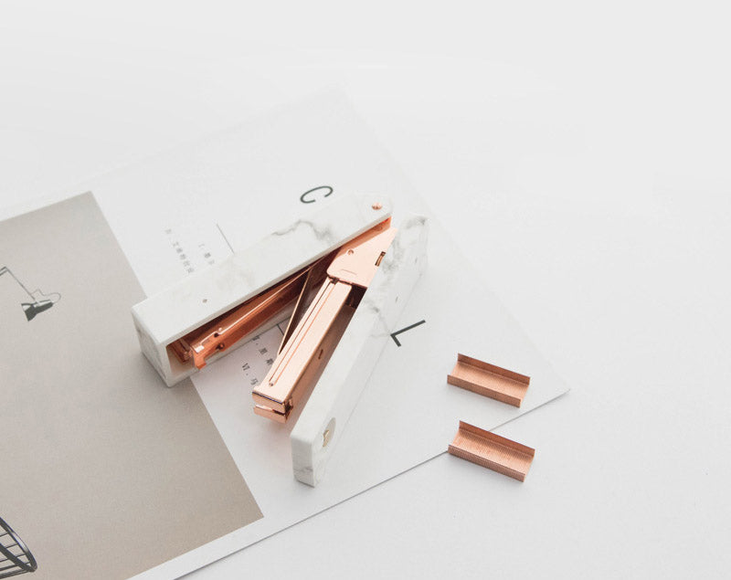 rose gold marble stapler