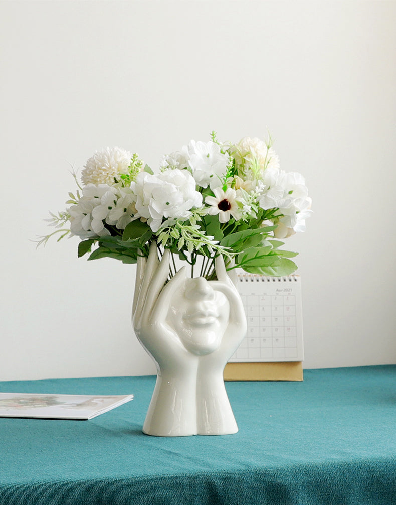 White Shy face vase abstract Nordic home living decor
