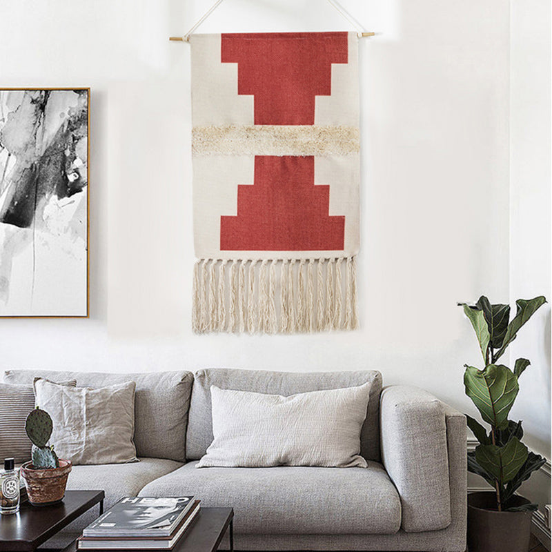 Boho geometry wall tapestry with tassel