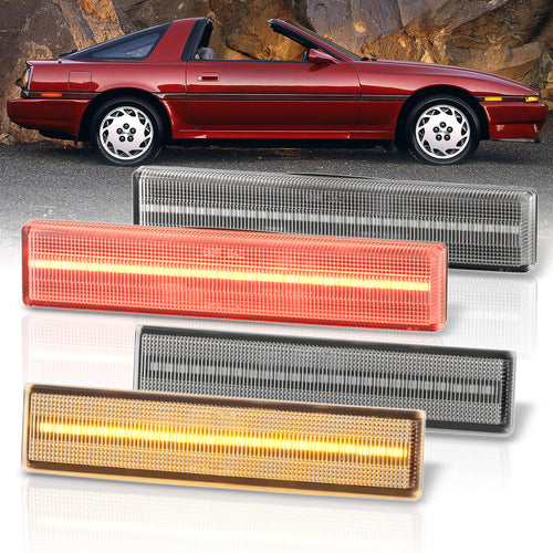 Toyota Supra A70 MK3 1986-1992 4 Piece Front Amber & Rear Red LED