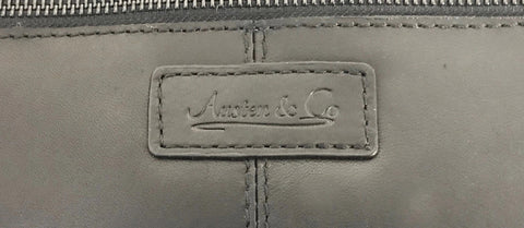 Black Leather Hanging Wash Bag Logo