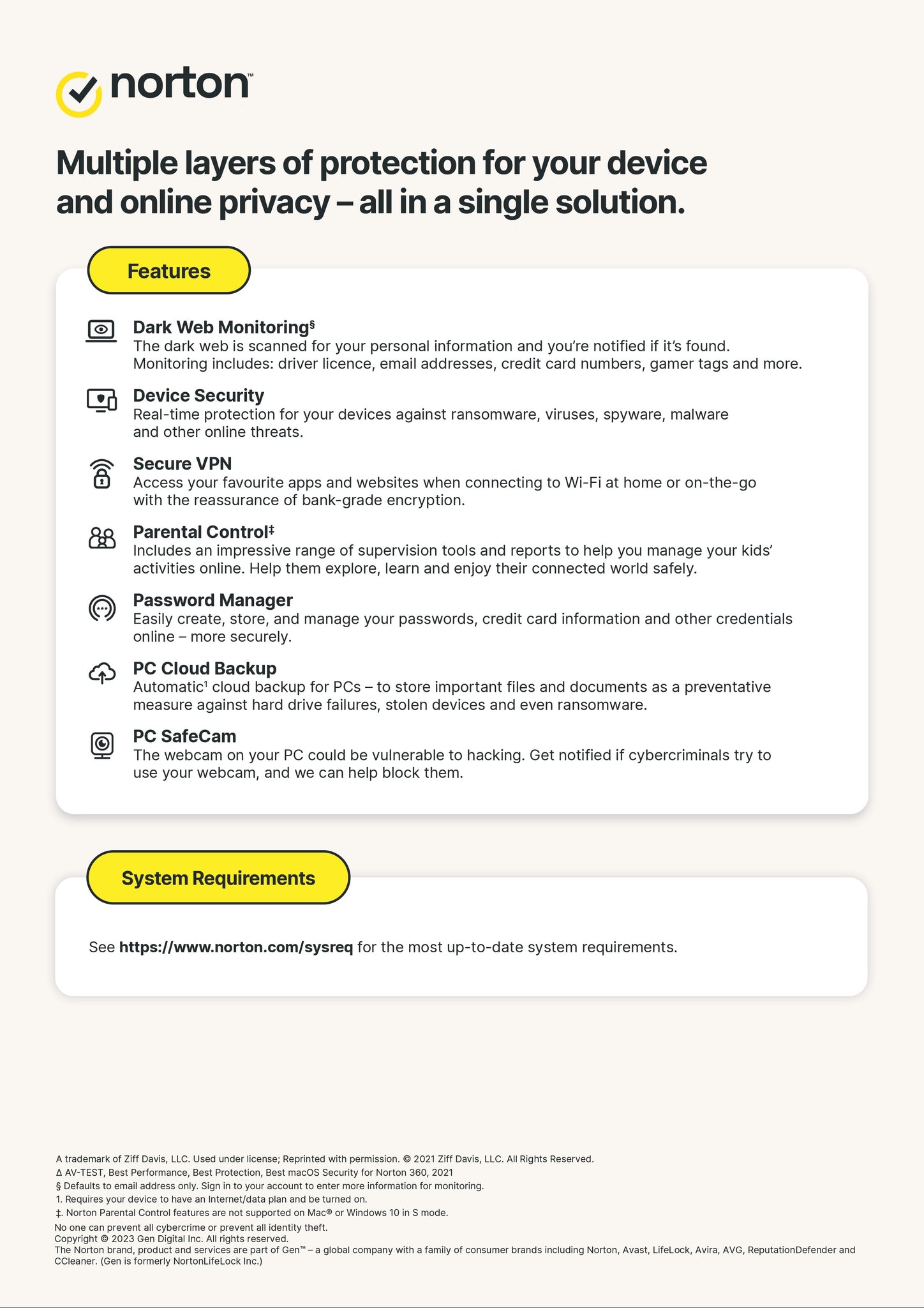 Norton 360 Deluxe 2023 Antivirus Features