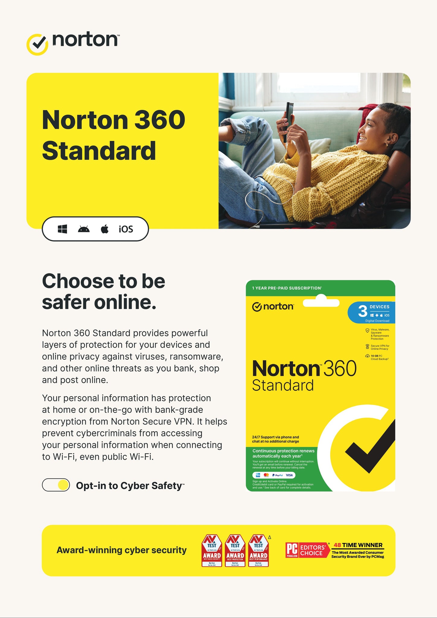 Norton 360 Standard 2023 3 Devices 1 Year Digital Licence Key