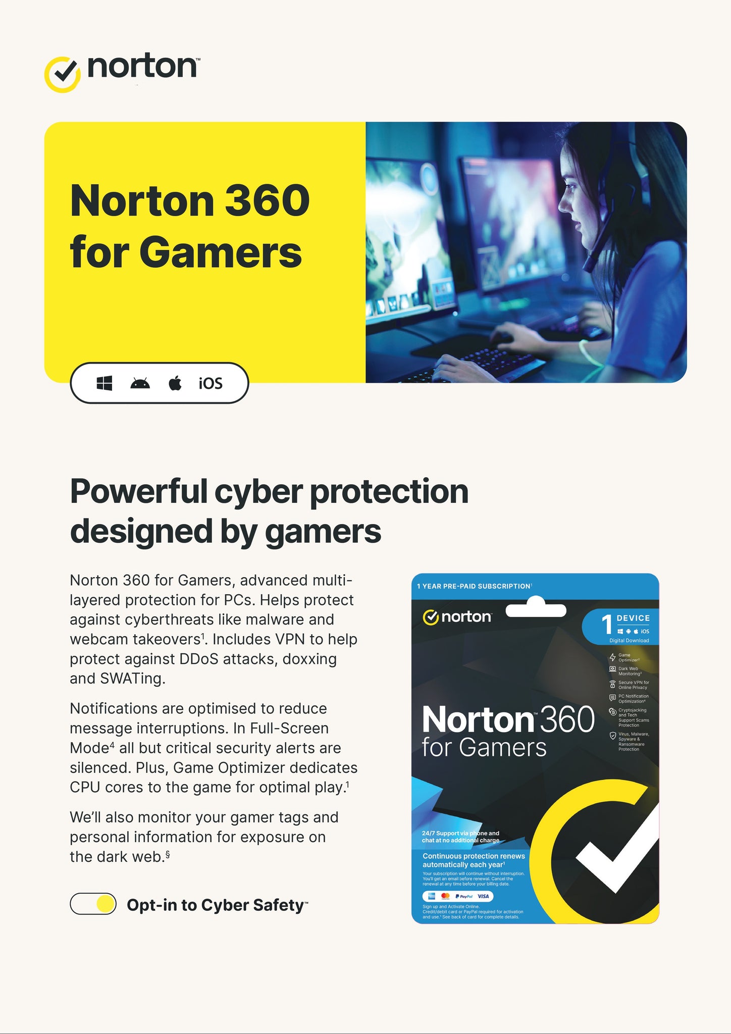 Norton 360 for Gamers Antivirus Software