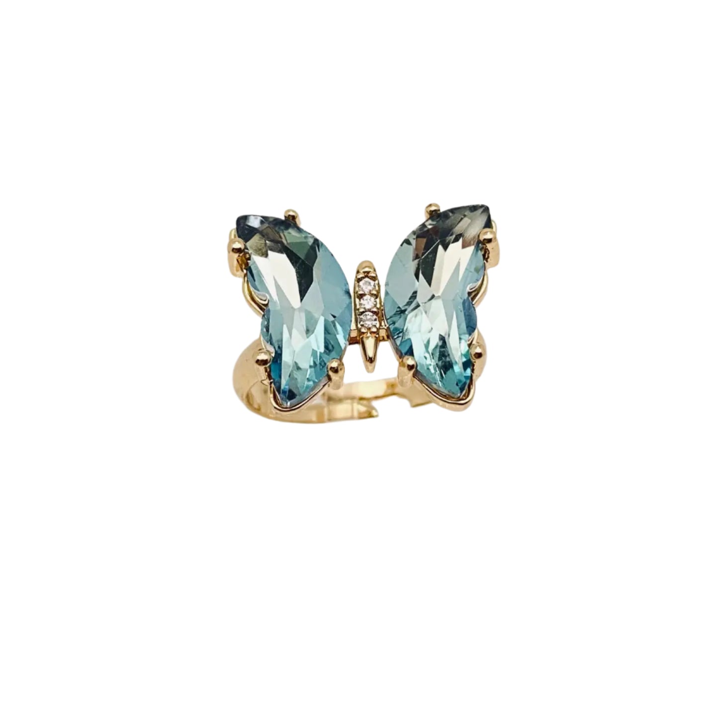 Glass Butterfly Ring- Aqua