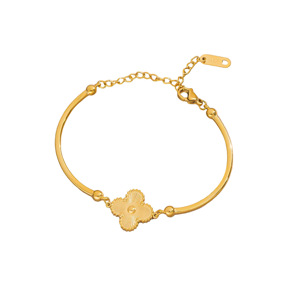 Gold Clover Structured Bangle