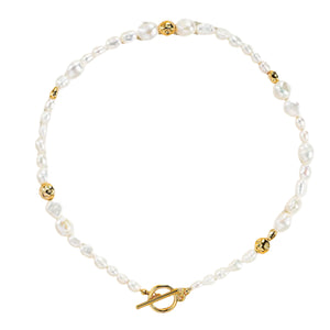 Gold & Pearl Toggle Choker - Krysls
