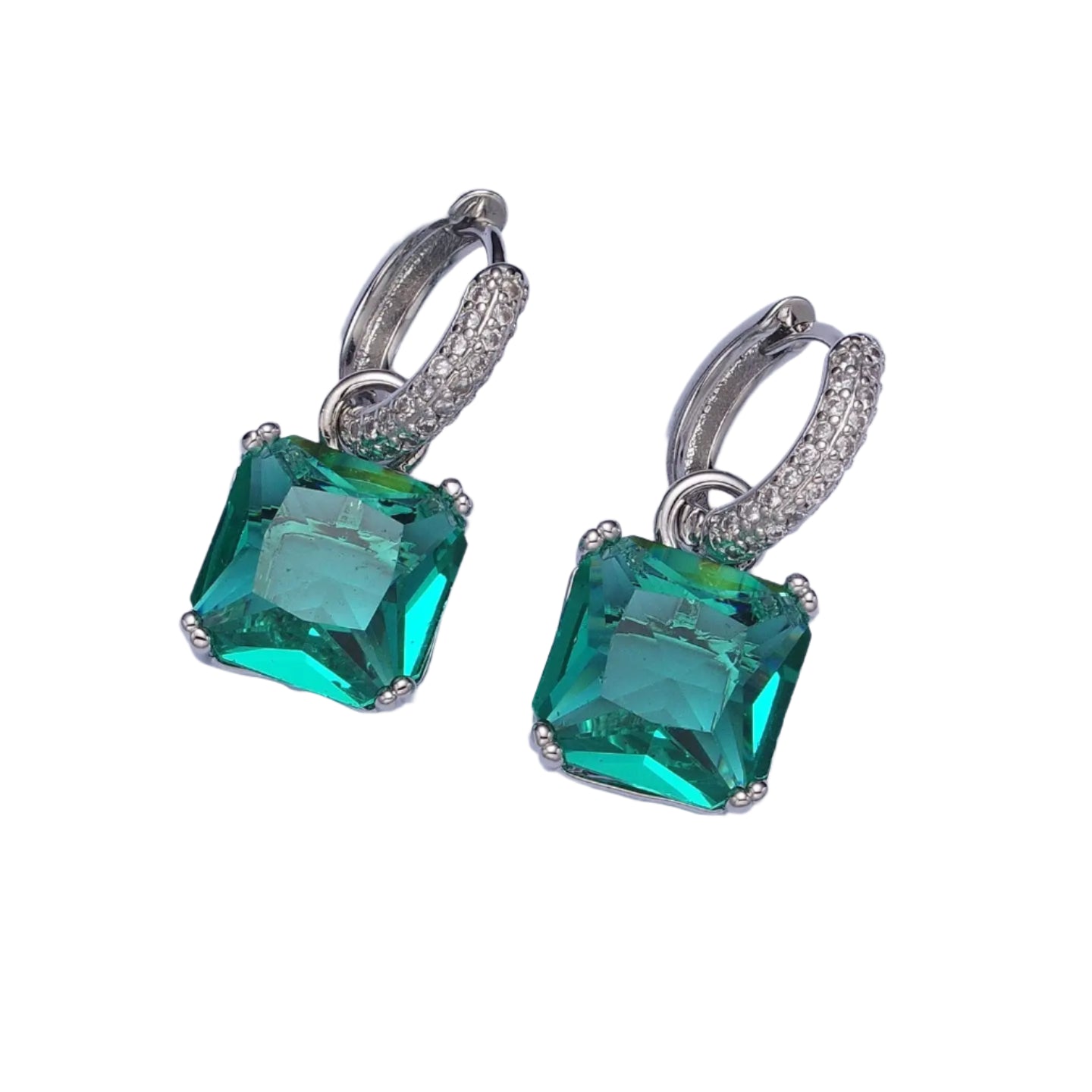 Green Drop Huggie Earrings