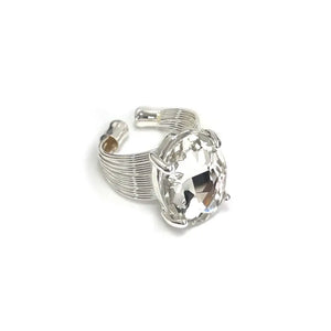Solitaire Wire Ring- Clear & Silver - Krysls