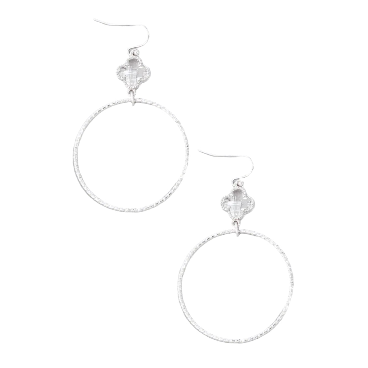 Silver Clover Hoops
