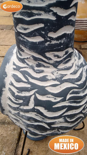 Olas Large Mexican Chiminea in Bluey Grey