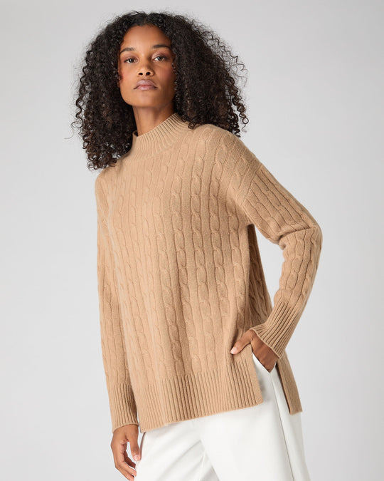 Women's Brown Cashmere Roll Neck Jumpers