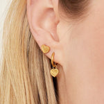 Heart with Clover Earrings - Gold