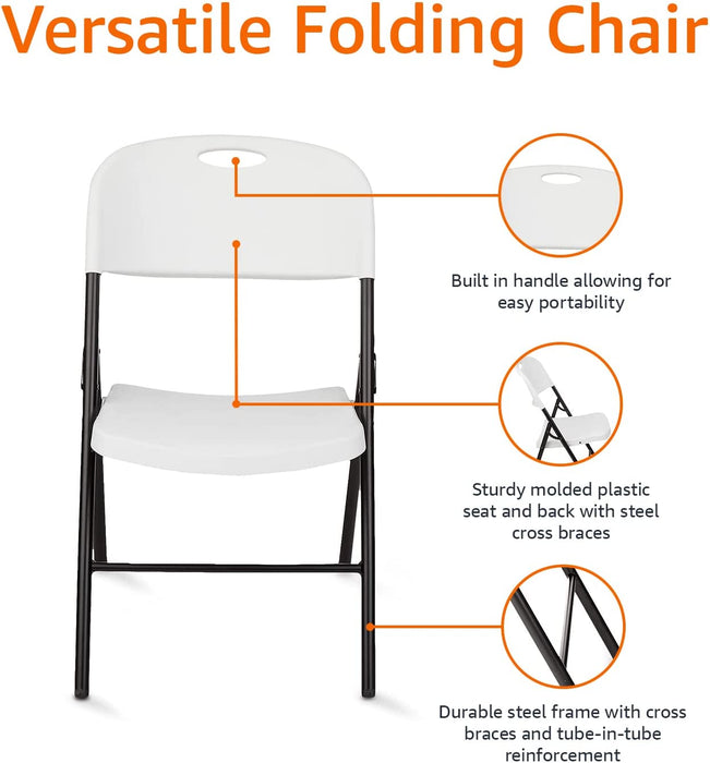 Amazon Basics Folding Plastic Chair with 350-Pound Capacity - Black, 6-Pack