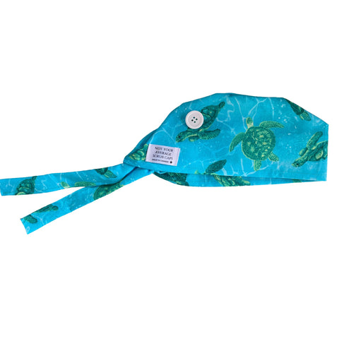 Sea turtle fabric pattern scrub cap