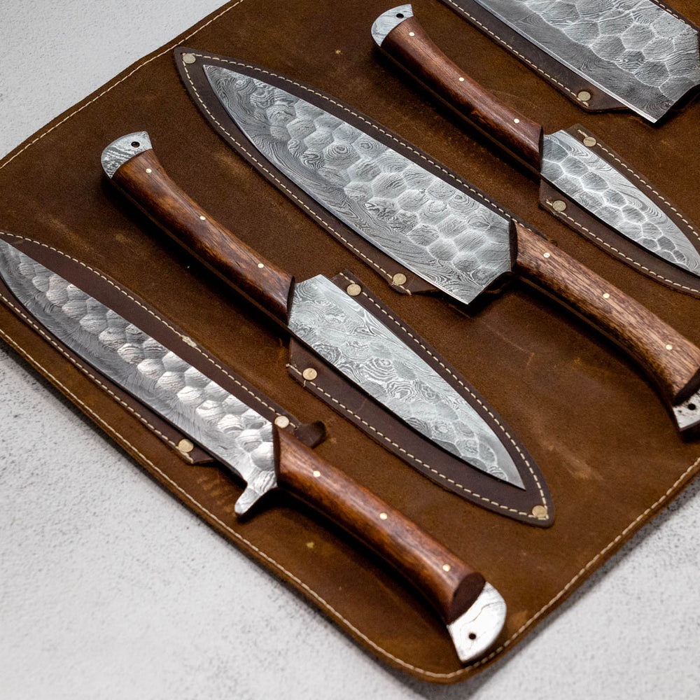 Hanzo - 5 Piece San Mai Kitchen Knife Set – Forged Blade