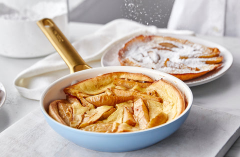 Caramelized Pear Pancake on countertop in a Reserve Sky Blue 8" Frypan