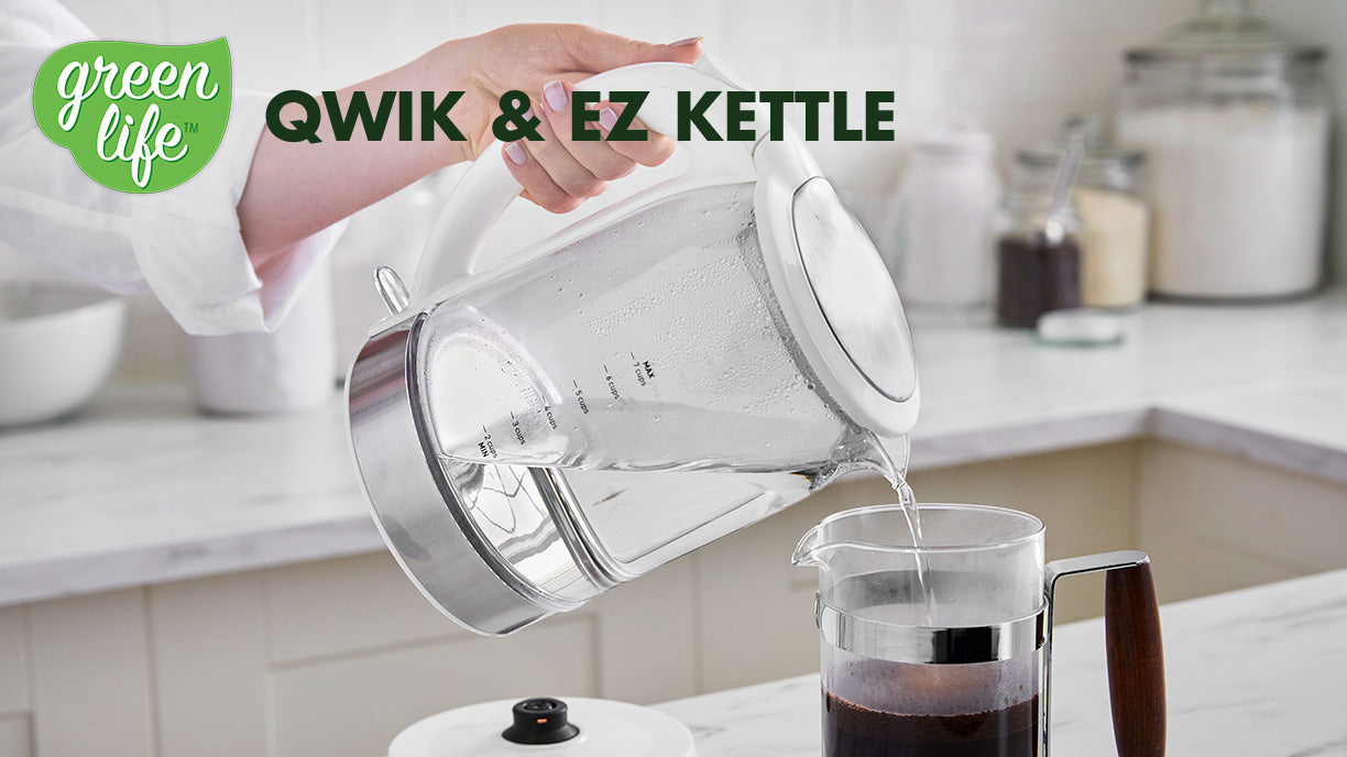 GreenLife Qwik & EZ Glass Kettle | White