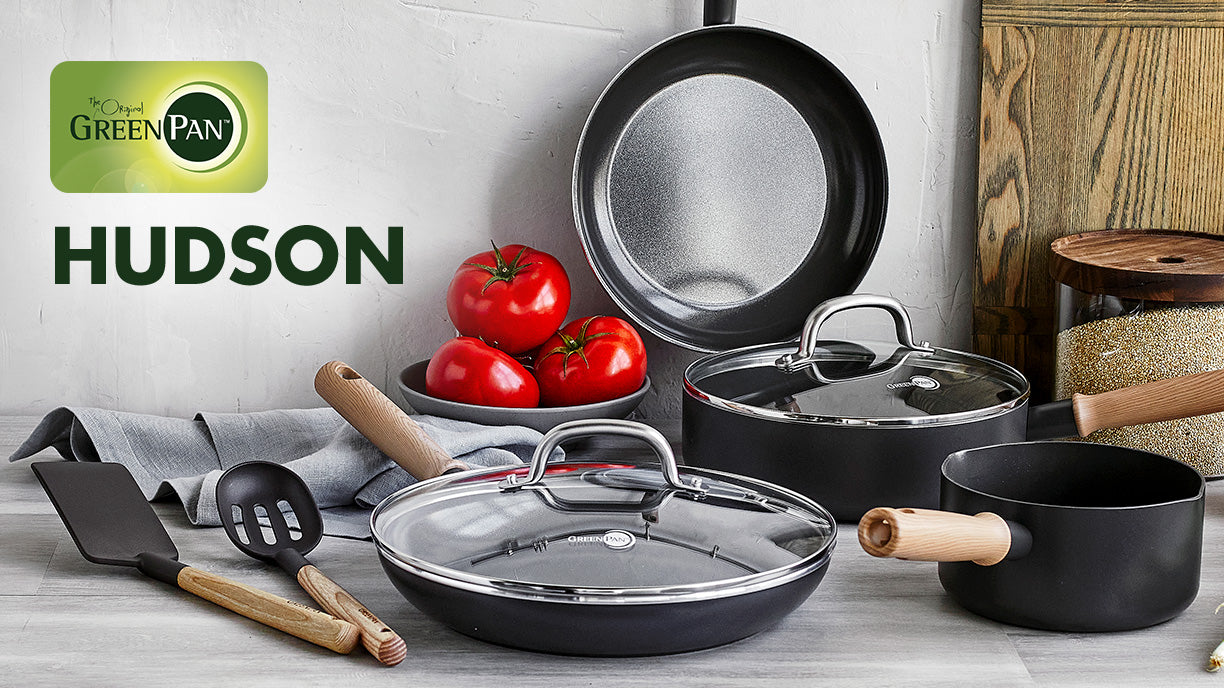 GreenPan Hudson Healthy Ceramic Nonstick, Frying Pan Set, 9.5 and 11,  Black 