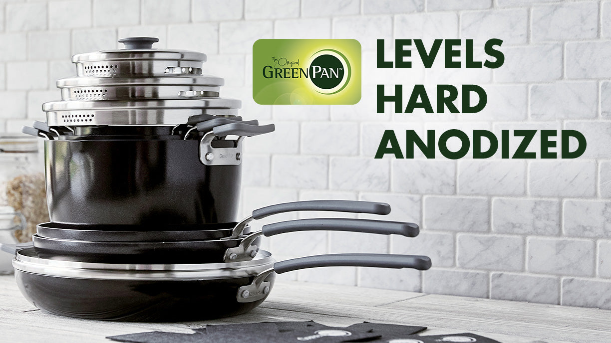Greenpan Levels Hard Anodized 6 Piece Stackable Ceramic Nonstick Cookware  Set