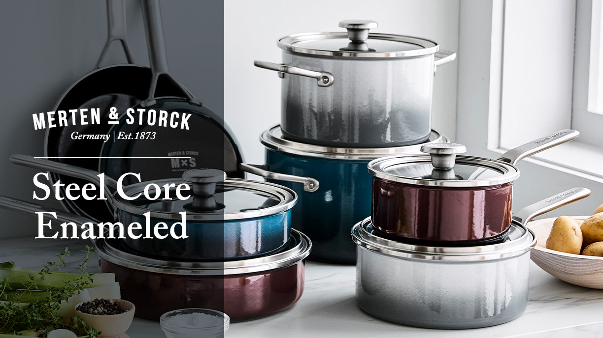 Merten & Storck Steel Core Enameled 6-Quart Stockpot with Lid, Chocol
