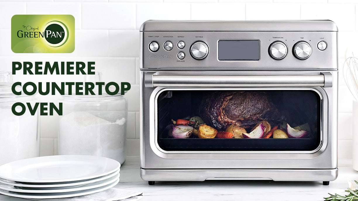 GreenLife Countertop Stainless Steel Toaster Oven Air Fryer, PFAS-Free,  Ceramic Nonstick Tray Rack and Airfry Basket, Dual Heating, 4 Slice  Capacity