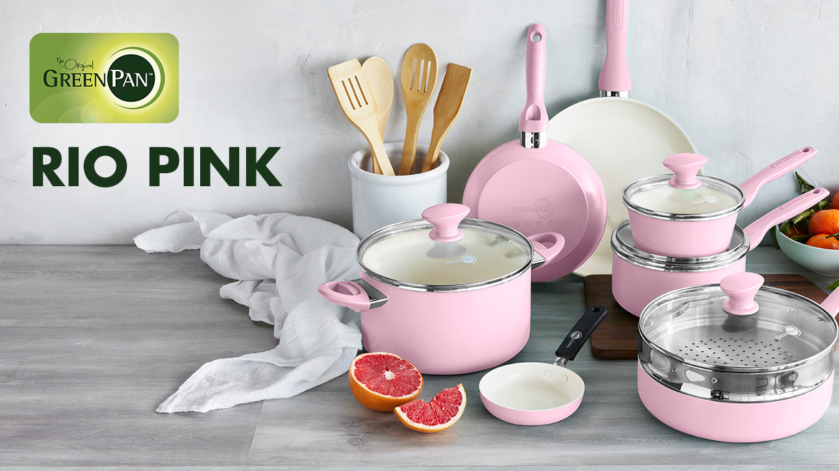 Rio Ceramic Nonstick 16-Piece Cookware Set | Pink