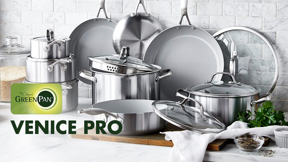 GreenPan Venice Pro Tri-Ply Stainless Steel Healthy Ceramic Nonstick 3QT  Chef Saute Pan with Helper Handle and Lid, PFAS-Free, Multi Clad,  Induction