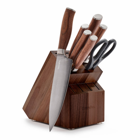 GreenLife Stainless Steel 13-Piece Knife Block Cutlery Set, Pink