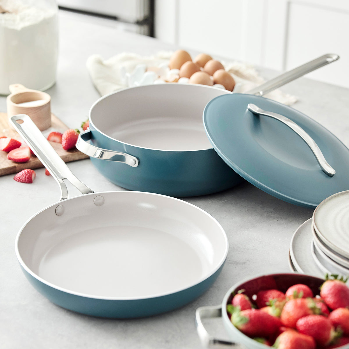 Nova Ceramic Nonstick 3-Piece Cookware Set | Deep Teal